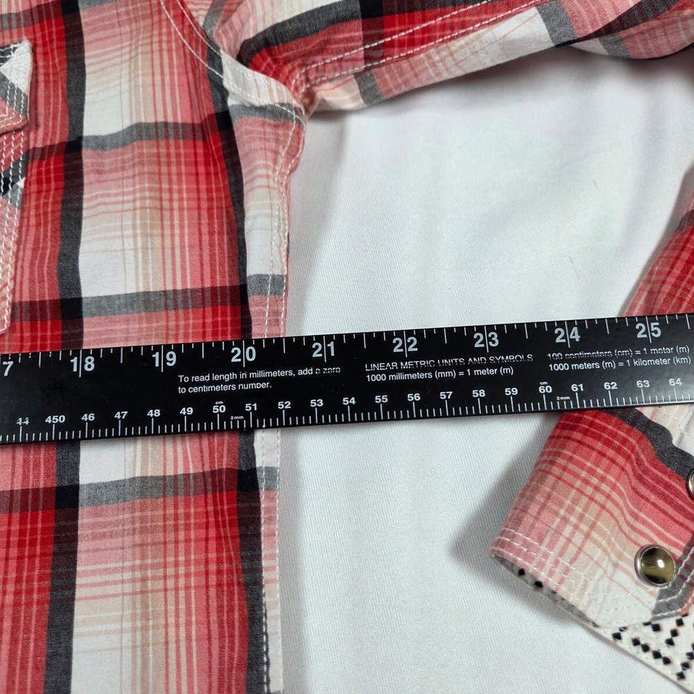 Wrangler 20X Competition Mens Red Plaid Western Pearl Snap Shirt MJC326M Medium - Picture 11 of 12